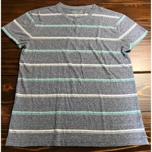 Aeropostale Shirt, Men's Size Large, Grayish, Blue, Striped, Round Neck